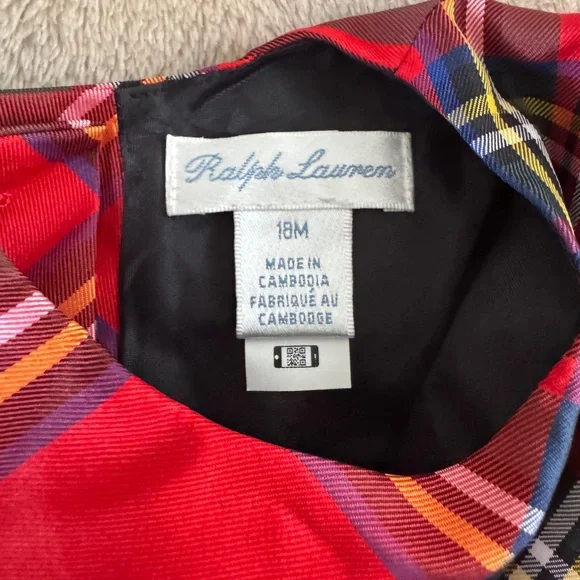 Ralph Lauren Red Tartan Plaid Holiday Dress Size 18M - Picture 3 of 4